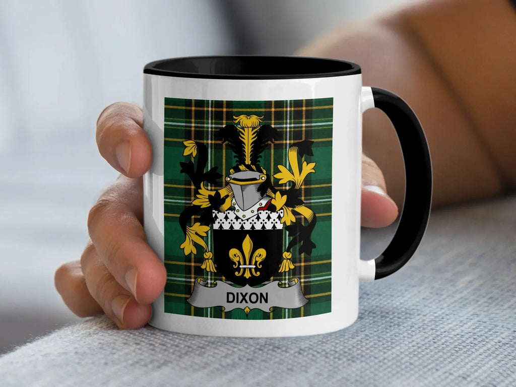 Dixon Irish family crest black accent mug