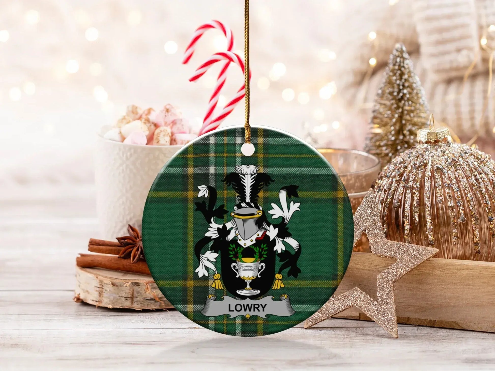 Family Crest Personalized Christmas Tree Ornament product type