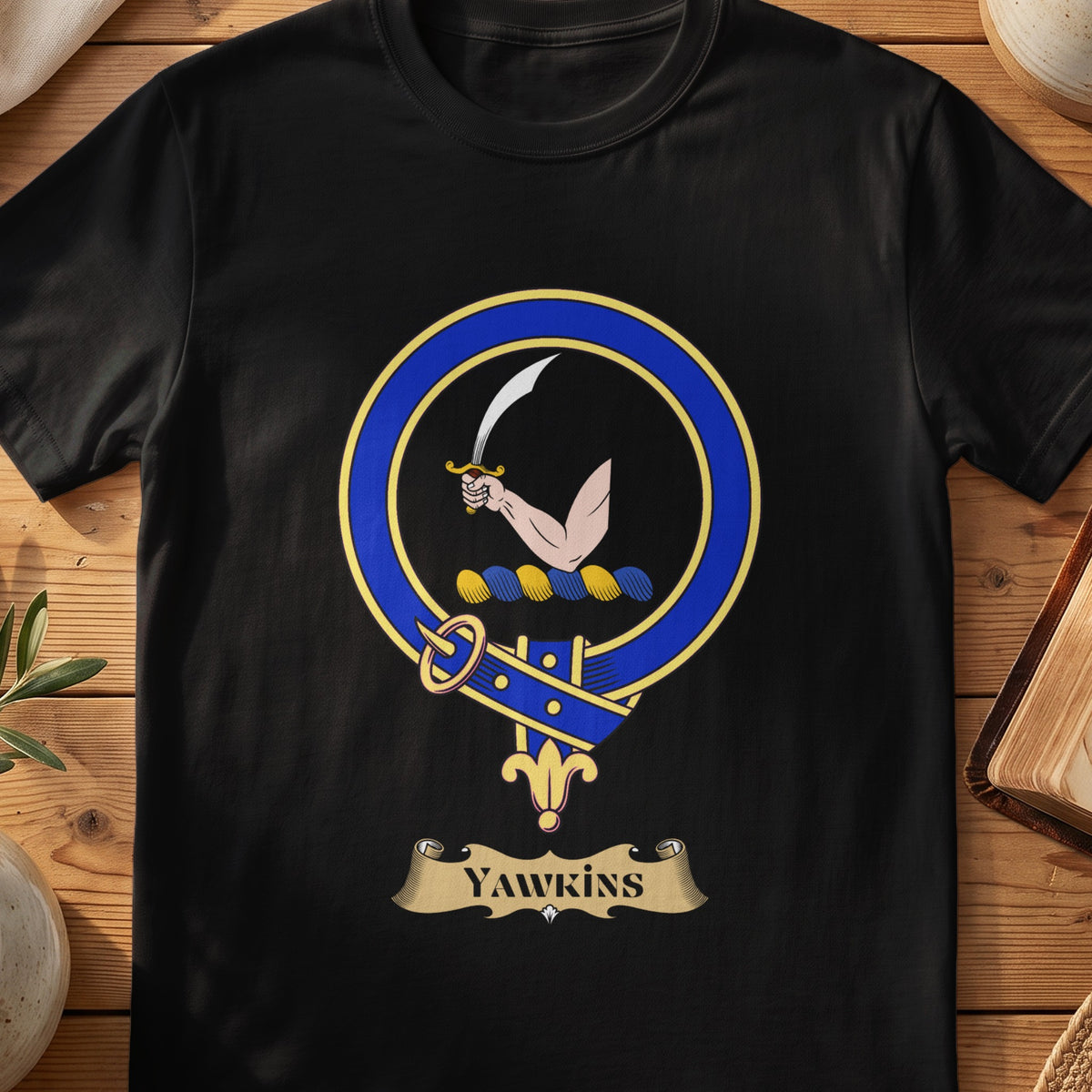 Yawkins Scottish clan crest T-shirt in Black