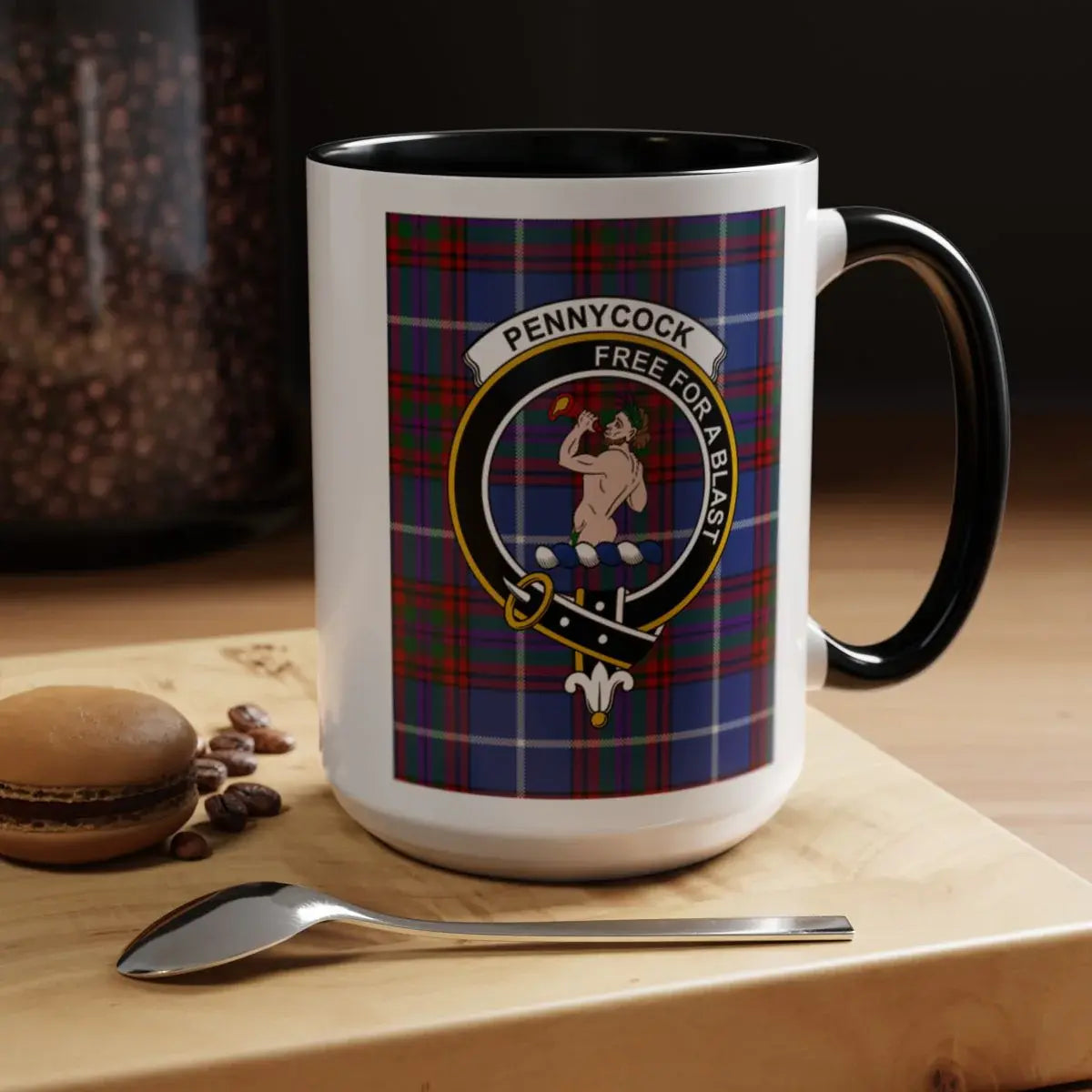 Pennycock Free For A Blast Plaid Crest Mug