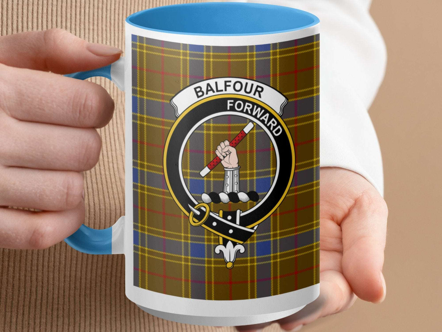 Balfour Forward Family Crest Tartan Design Mug - Living Stone Gifts