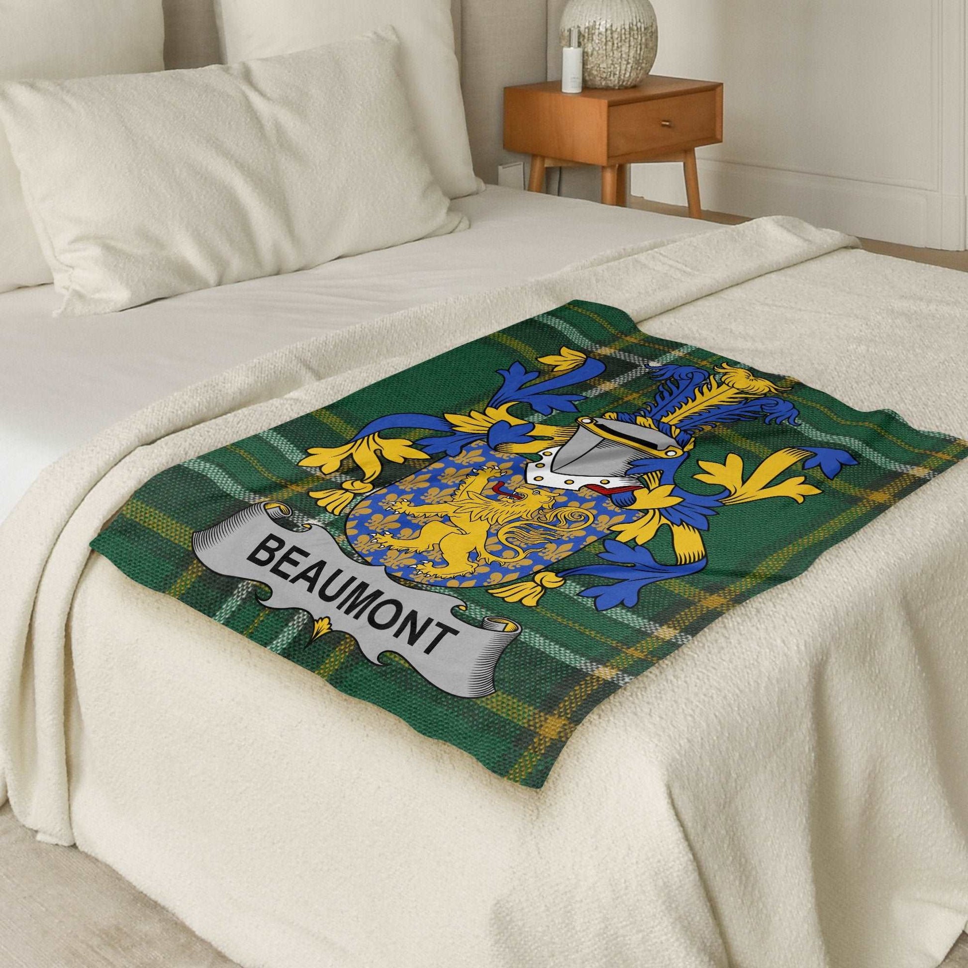 Beaumont Surname Irish Tartan Throw Blanket