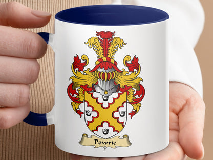 Scottish Clan Powrie Coat of Arms Design Mug - Living Stone Gifts