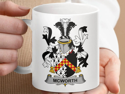 McWorth Surname Irish Family Crest Mug - Celtic Ancestry Gifts
