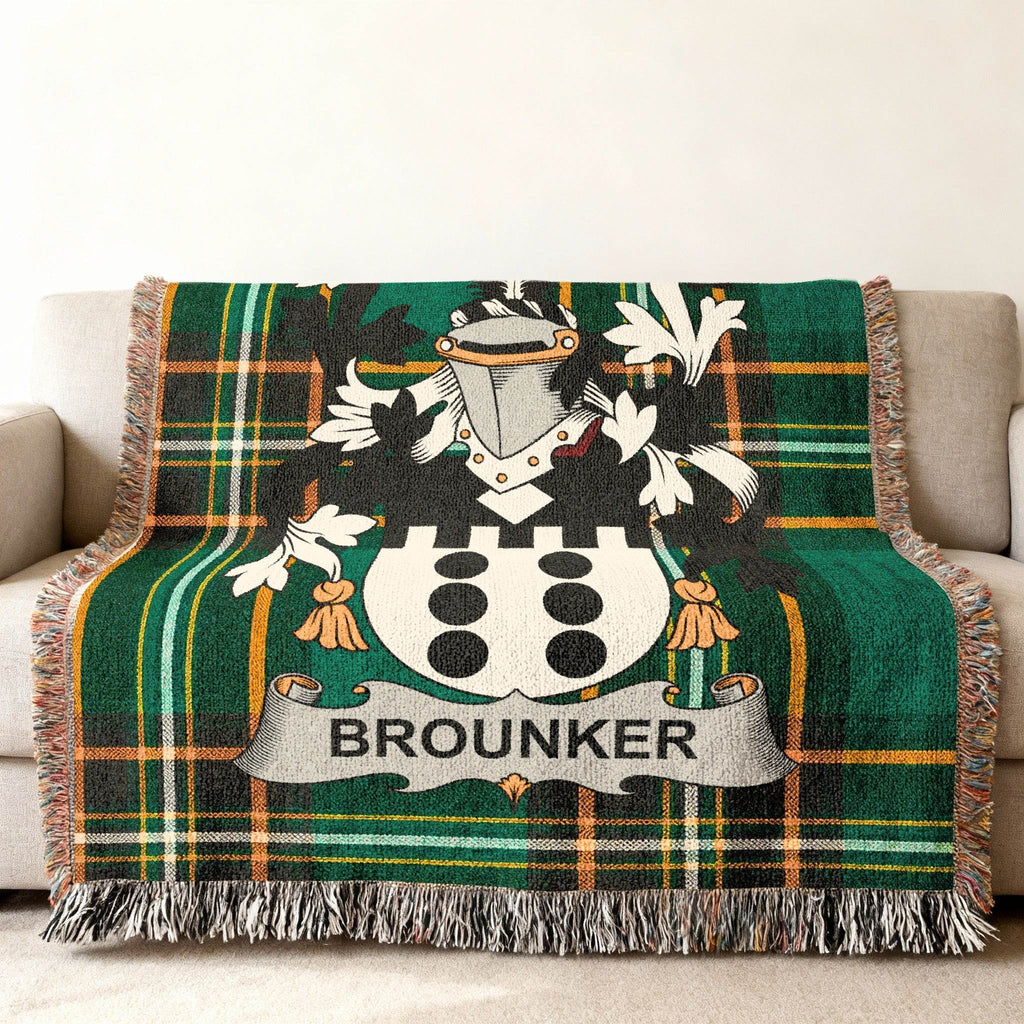 Brounker Family Crest Tartan Plaid Woven Throw Blanket product type