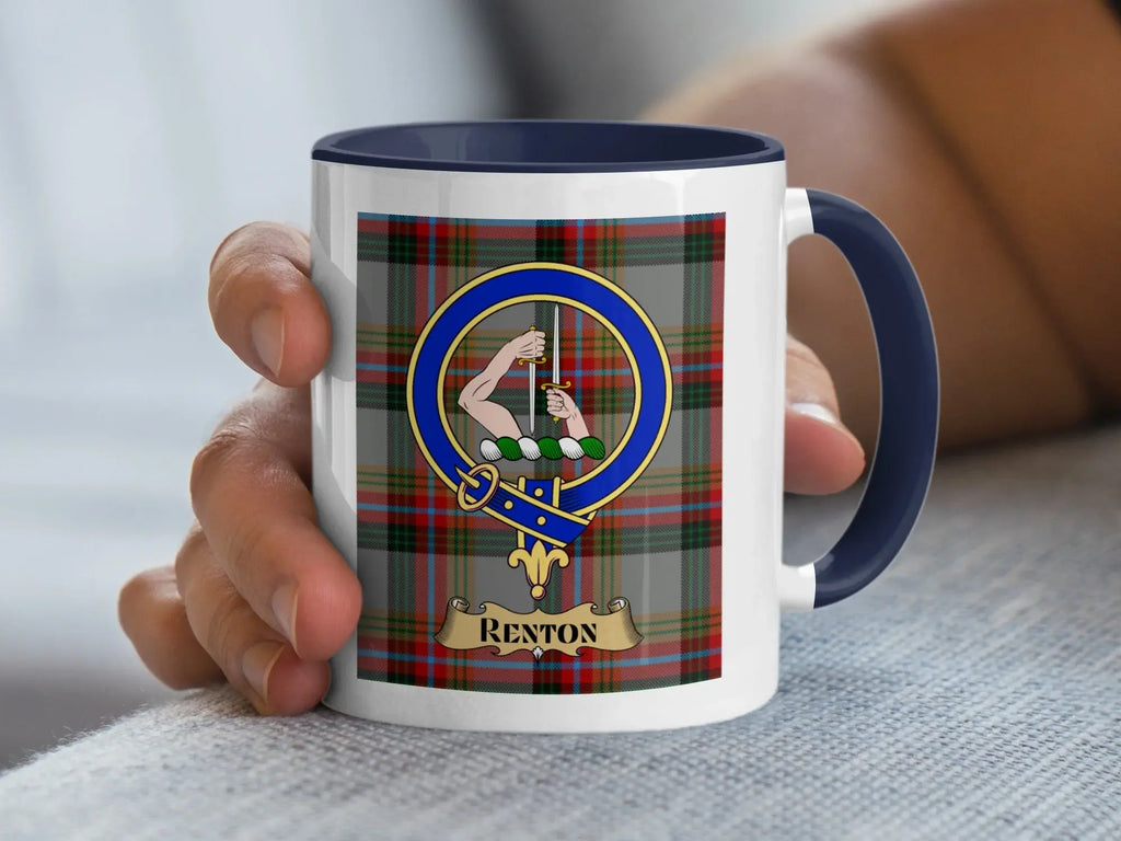 Renton Clan Emblem Tartan Background Mug