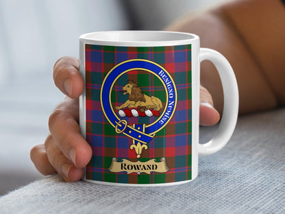 Rowand Scottish Clan Tartan with Crest Mug - Living Stone Gifts