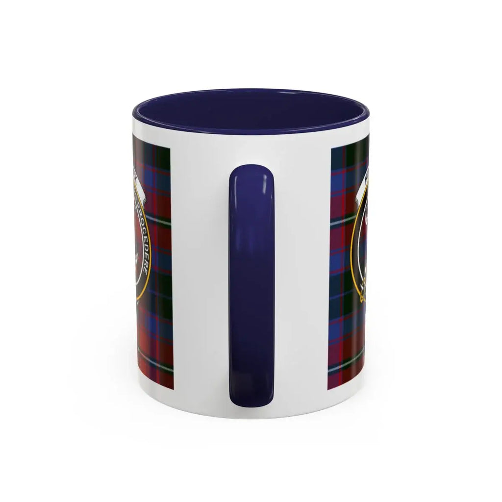 Scottish Plaid Clan Crest Coffee Mug With Dark Blue Interior