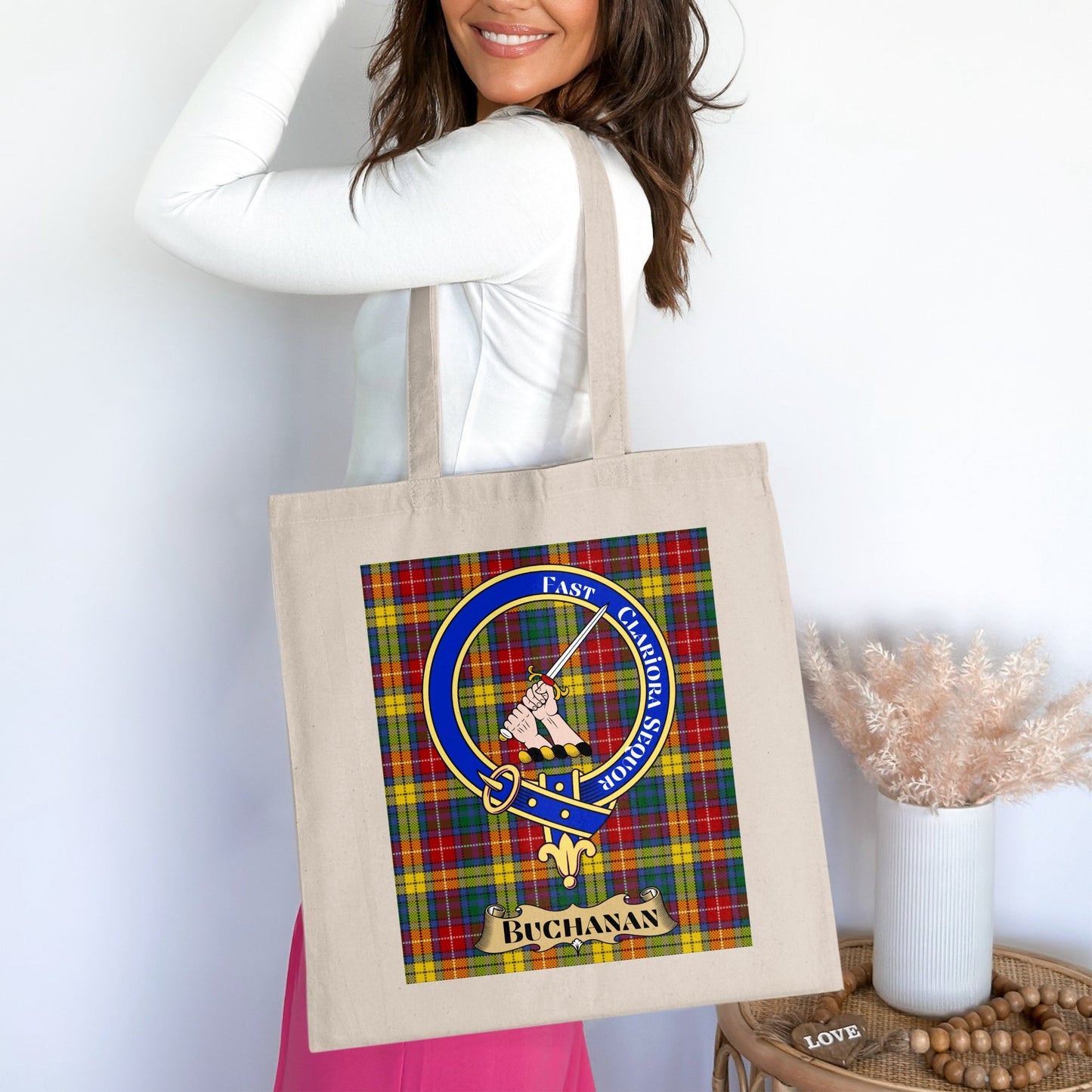 Buchanan Clan Scottish Tartan Background Tote Bag - Living Stone Gifts