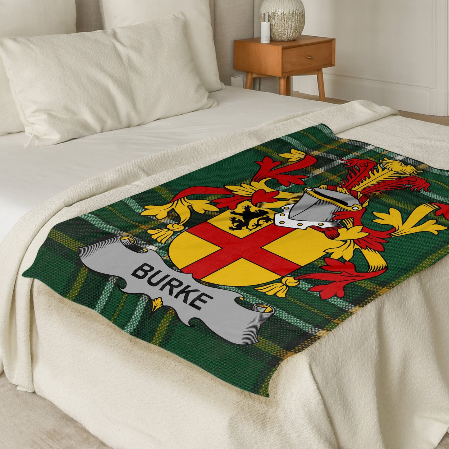 Burke Surname Irish Tartan Throw Blanket - Living Stone Gifts