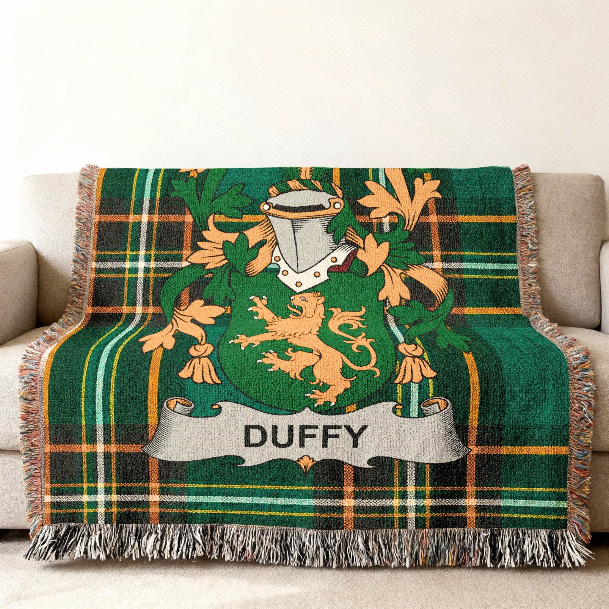 Duffy Family Crest Green Tartan Lion Blanket Product Type