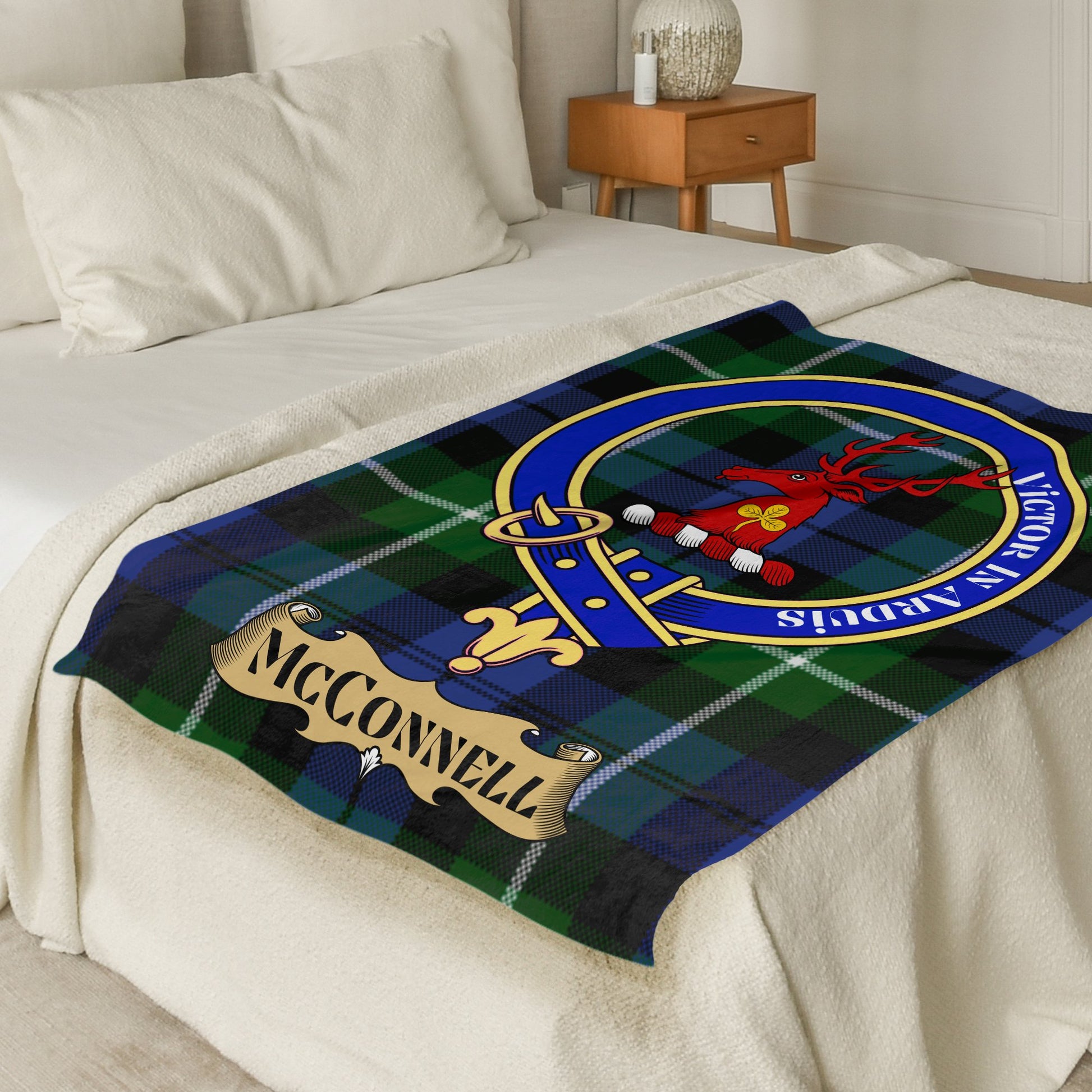 Scottish Clan McConnell Crest Tartan Blanket - Living Stone Gifts