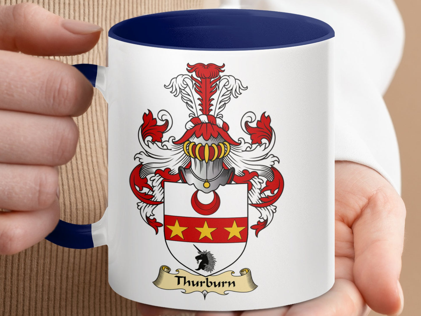 Unique Thurburn Family Scottish Coat of Arms Mug - Living Stone Gifts