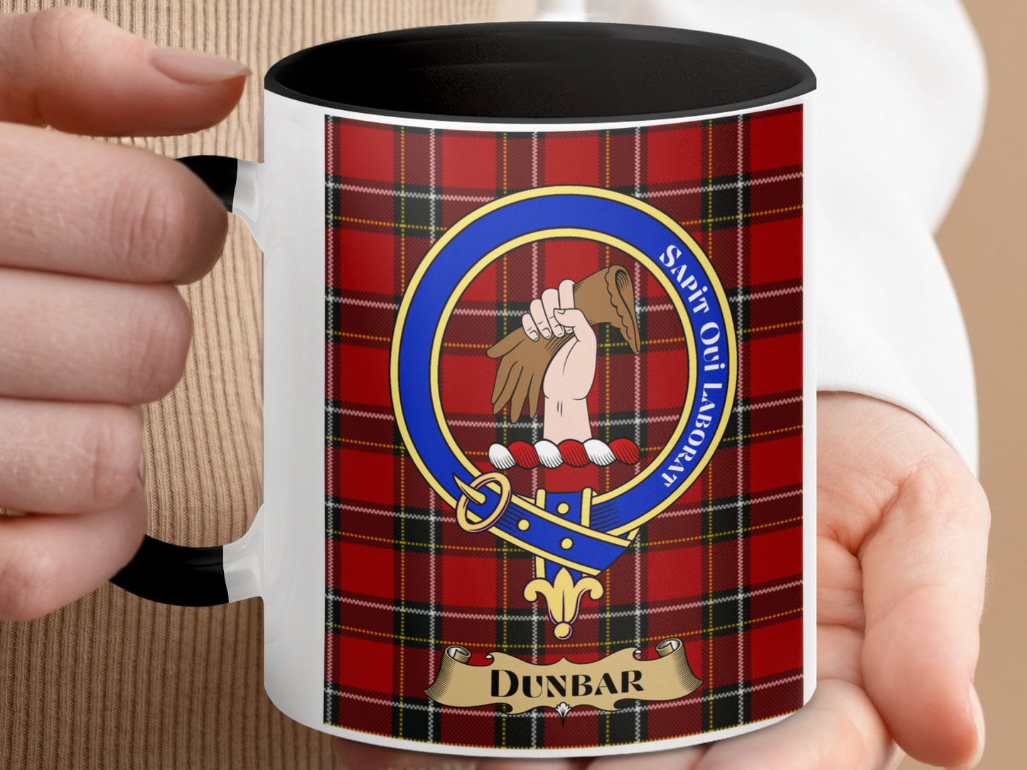 Dunbar Family Tartan Clan Crest Design Mug - Living Stone Gifts