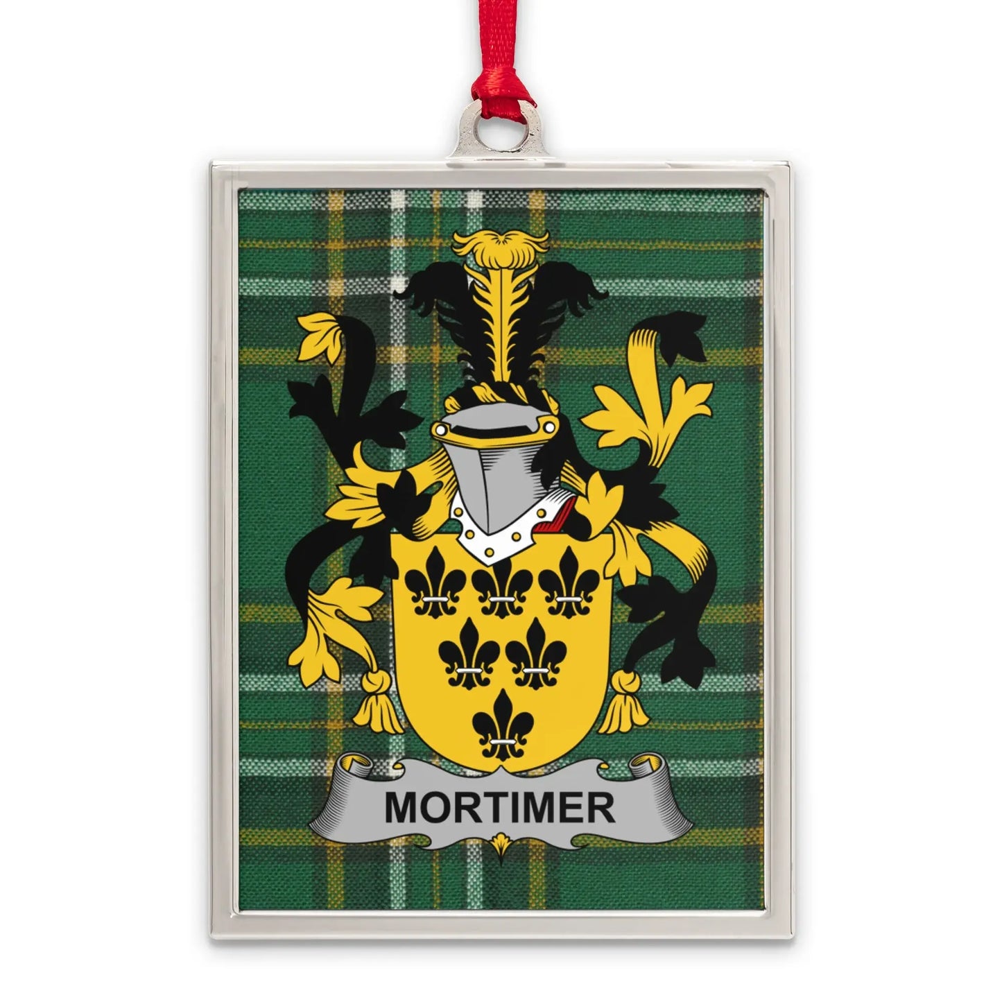 Mortimer Family Crest Plaid Pattern Ornament product type