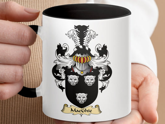 MacGhic Family Crest Coat of Arms Emblem On Black Mug - Living Stone Gifts