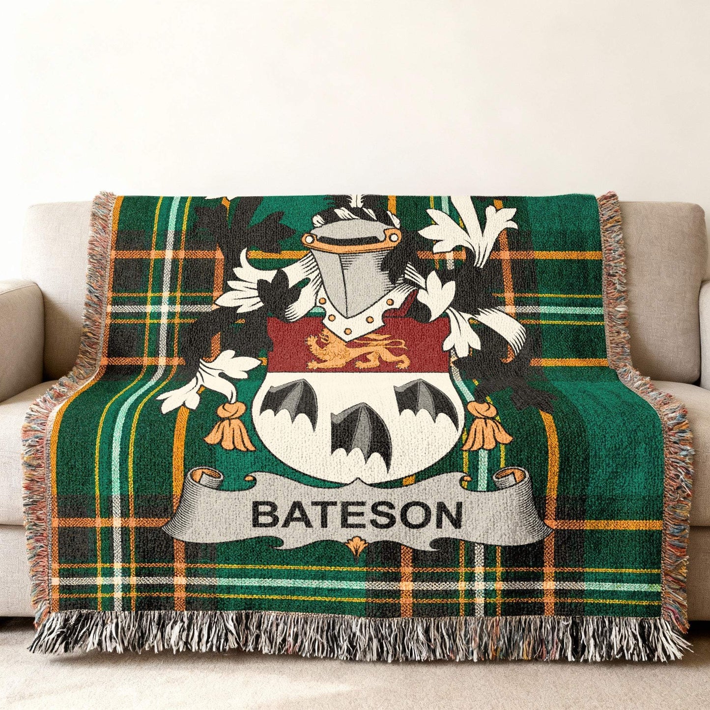 Bateson Family Crest Plaid Green Home Throw Blanket product type