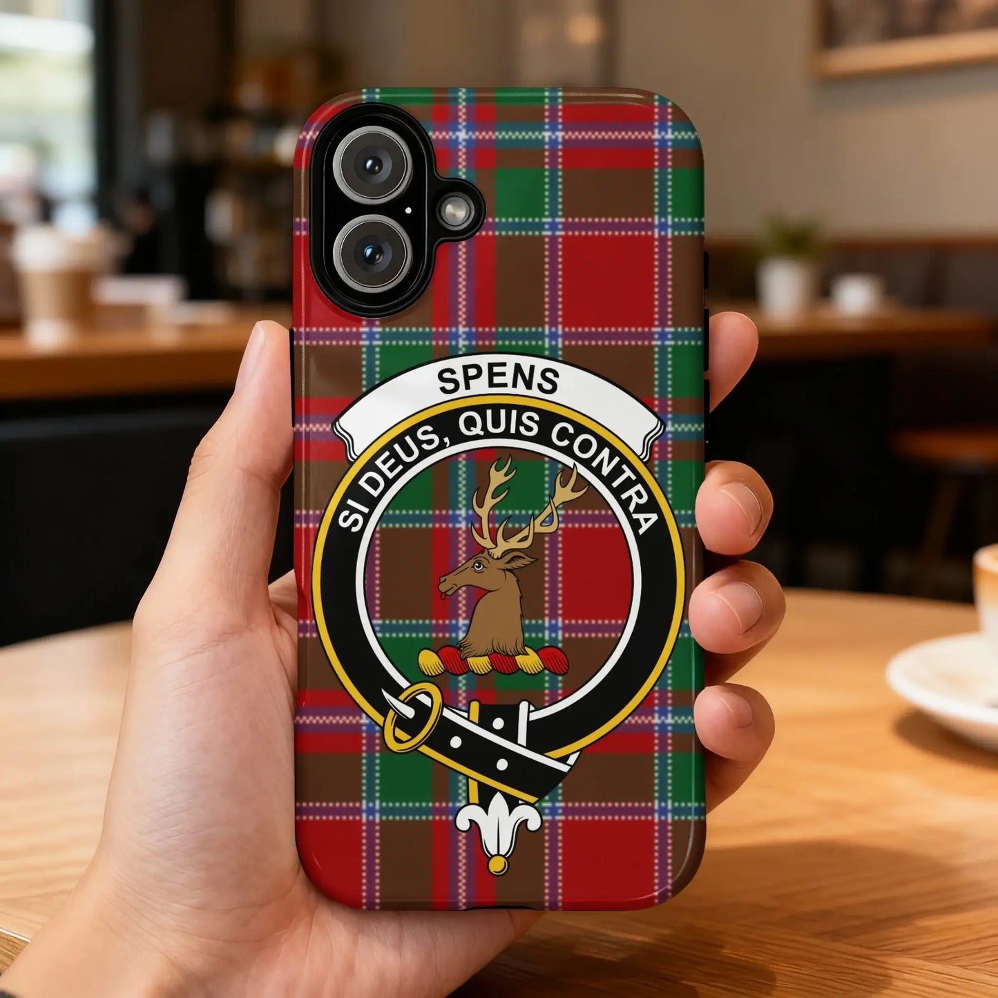 SPENS Si Deus Quis Contra Plaid Phone Case
