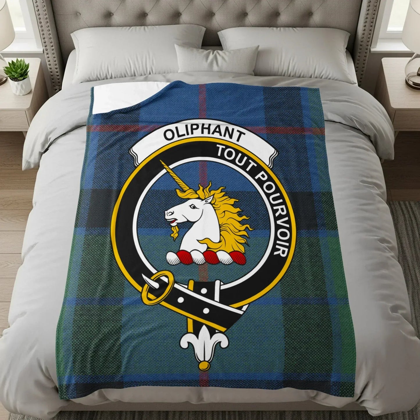 Scottish Unicorn Emblem Design Cozy Soft Fleece Blanket