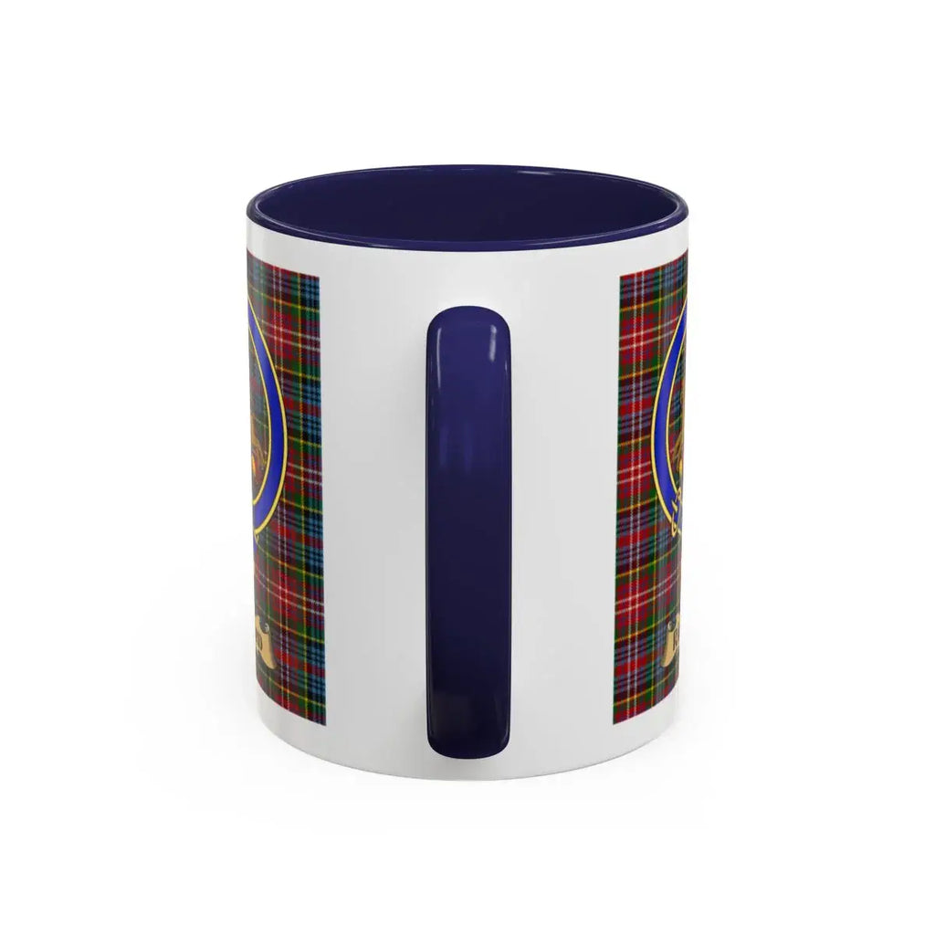 Custom Plaid and Emblem Design Coffee Mug