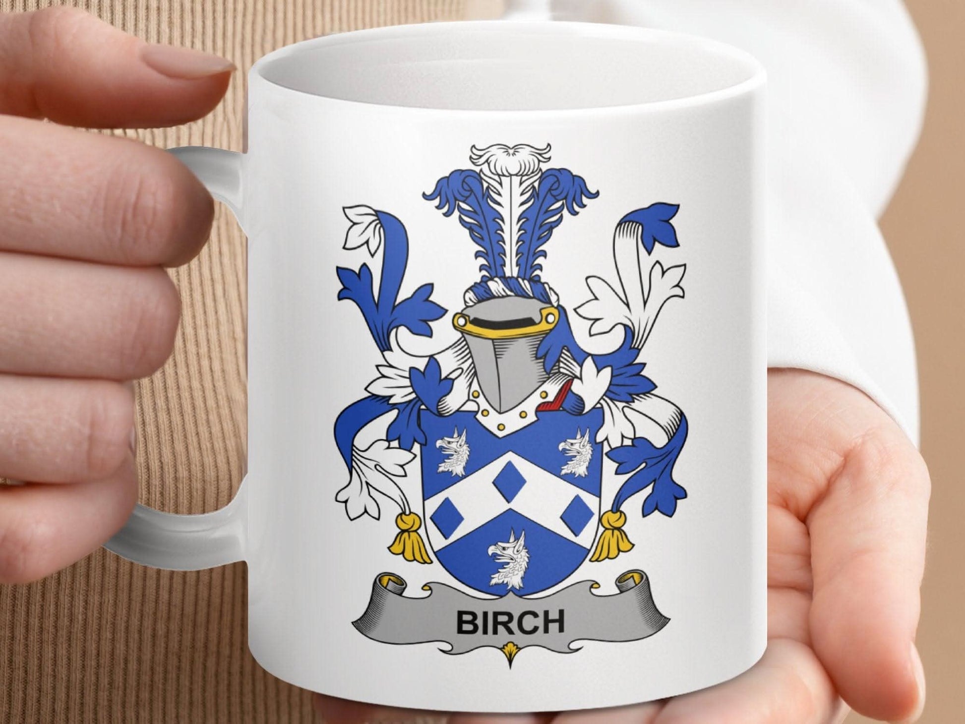Birch Family Crest Decorative Art Shield Mug - Celtic Ancestry Gifts