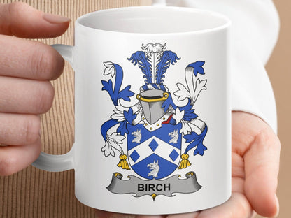 Birch Family Crest Decorative Art Shield Mug - Celtic Ancestry Gifts