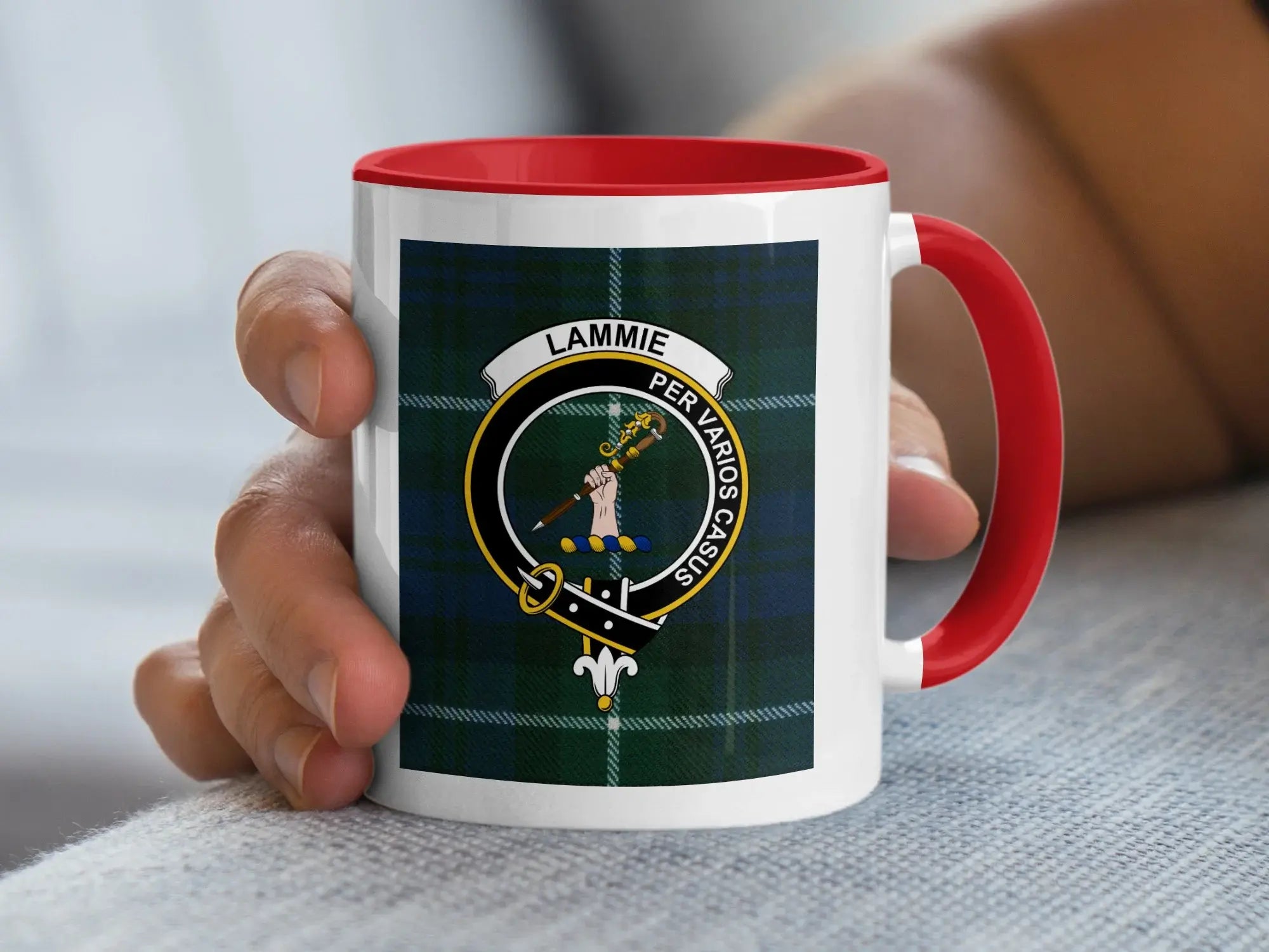 Clan Lamont Tartan Mug with Crest Lammie Family Gift