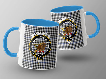 Clan Gladstone Scottish Tartan Crest Design Mug - Living Stone Gifts