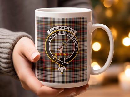 Blackadder Courage Helps Fortune Plaid Pattern Mug