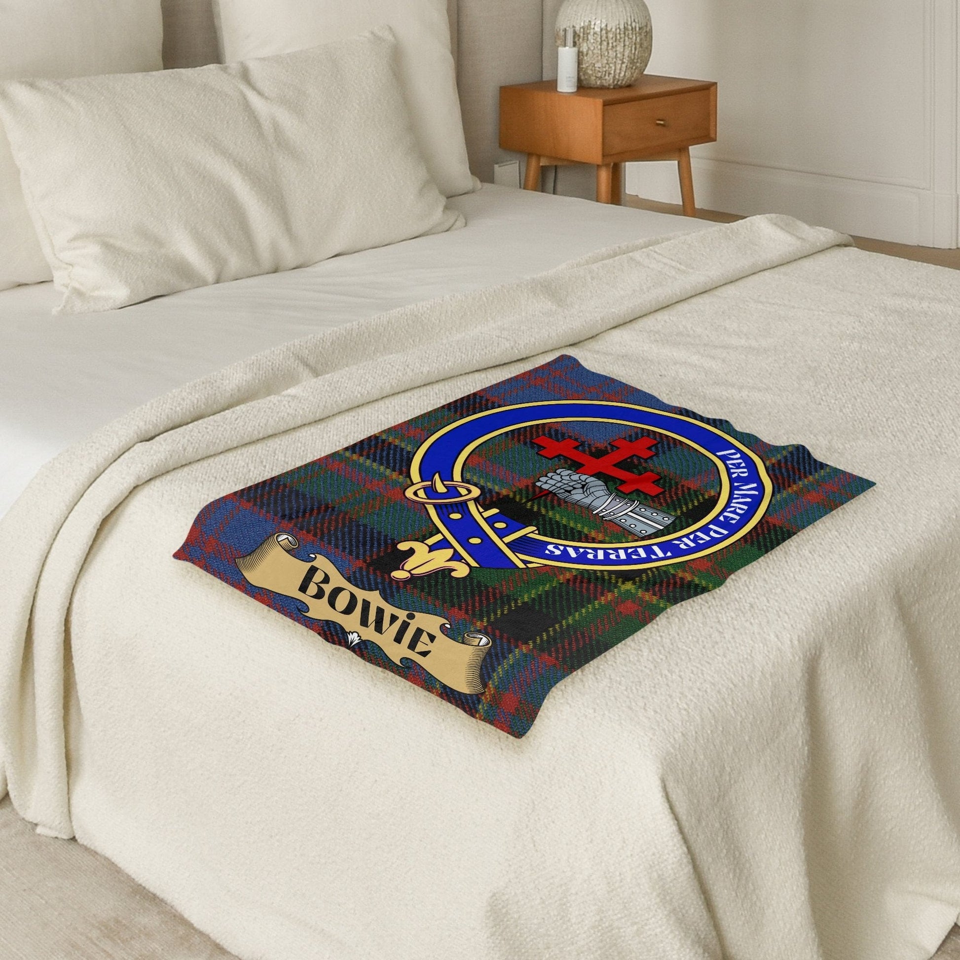 Blankets (Arctic Fleece Blanket (30" x 40")) - / 30" x 40" Scottish Clan Bowie Crest Tartan Throw Blanket