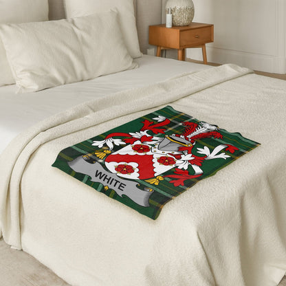 Blankets (Arctic Fleece Blanket (30" x 40")) - / 30" x 40" White Surname Irish Tartan Crest Throw Blanket