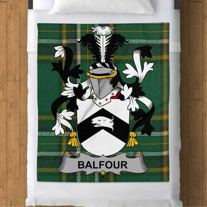 Blankets (Arctic Fleece Blanket (50" x 60")) - / 50" x 60" Balfour Surname Irish Tartan Throw Blanket