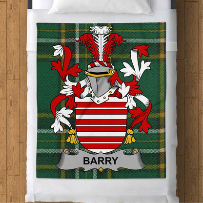 Blankets (Arctic Fleece Blanket (50" x 60")) - / 50" x 60" Barry Surname Irish Tartan Throw Blanket