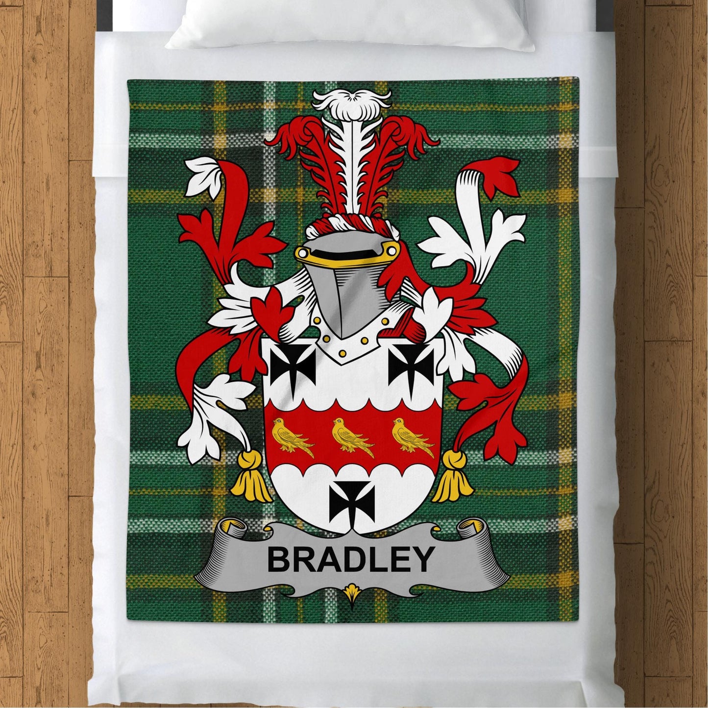 Blankets (Arctic Fleece Blanket (50" x 60")) - / 50" x 60" Bradley Surname Irish Tartan Throw Blanket