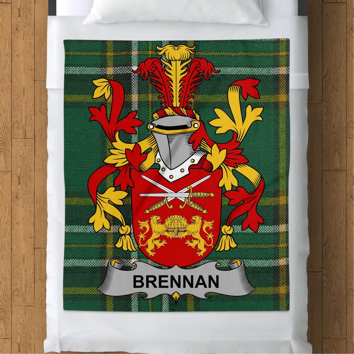 Blankets (Arctic Fleece Blanket (50" x 60")) - / 50" x 60" Brennan Surname Irish Tartan Throw Blanket