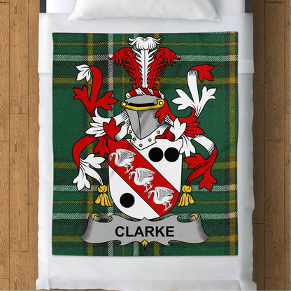 Blankets (Arctic Fleece Blanket (50" x 60")) - / 50" x 60" Clarke Surname Irish Tartan Throw Blanket