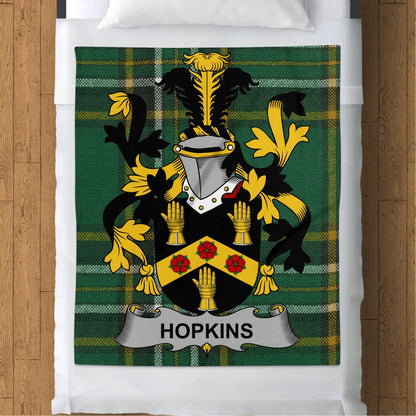 Blankets (Arctic Fleece Blanket (50" x 60")) - / 50" x 60" Hopkins Surname Irish Tartan Throw Blanket