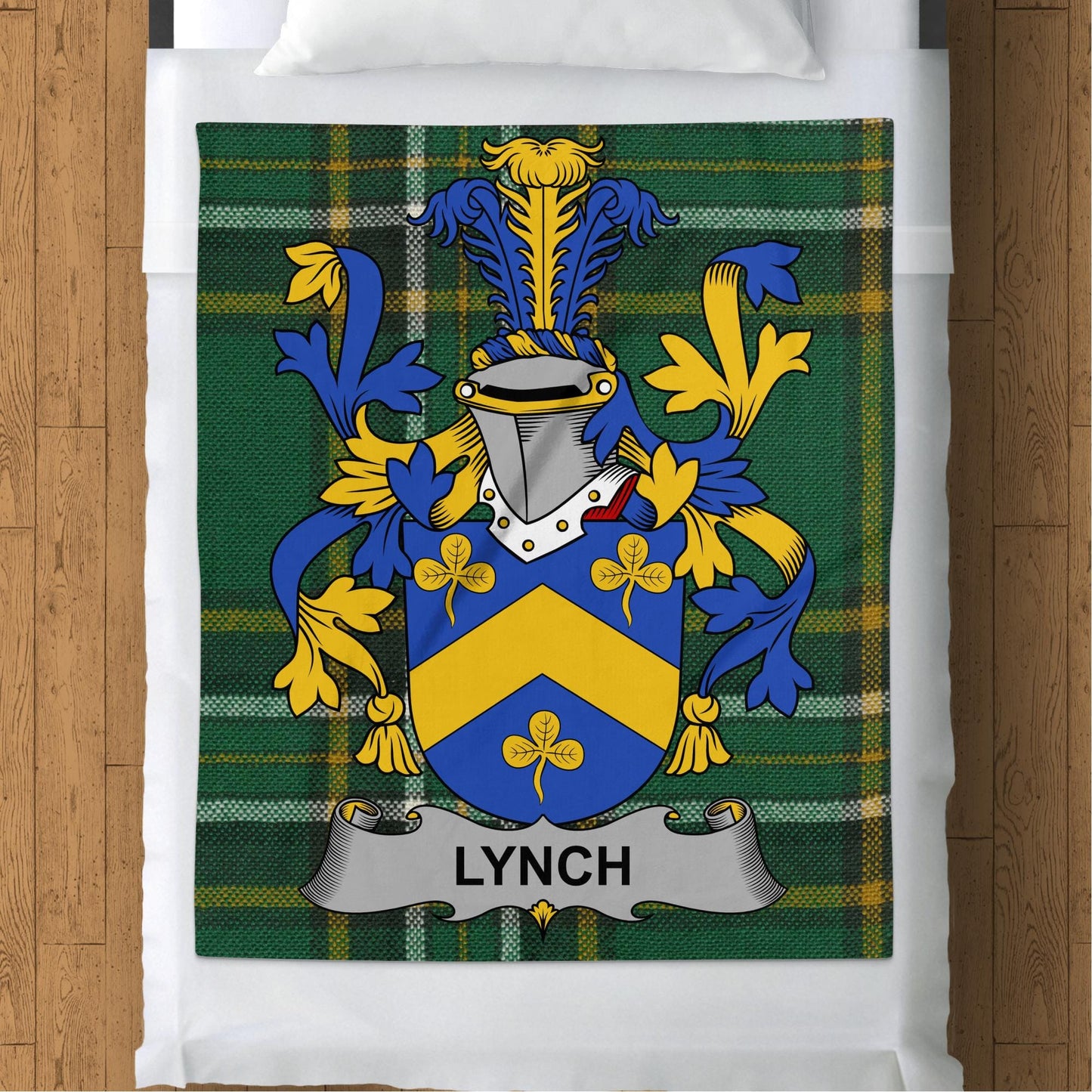 Blankets (Arctic Fleece Blanket (50" x 60")) - / 50" x 60" Lynch Irish Tartan Coat of Arms Throw Blanket