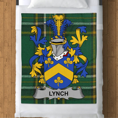 Blankets (Arctic Fleece Blanket (50" x 60")) - / 50" x 60" Lynch Irish Tartan Coat of Arms Throw Blanket