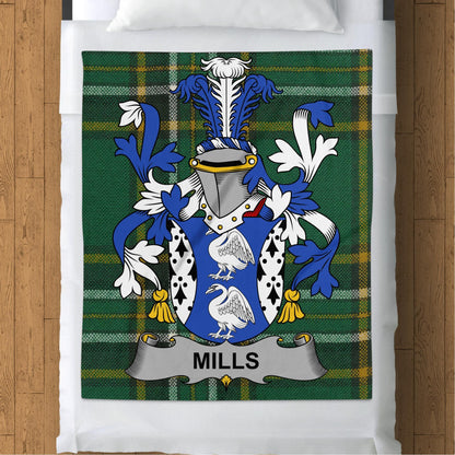 Blankets (Arctic Fleece Blanket (50" x 60")) - / 50" x 60" Mills Surname Irish Tartan Throw Blanket