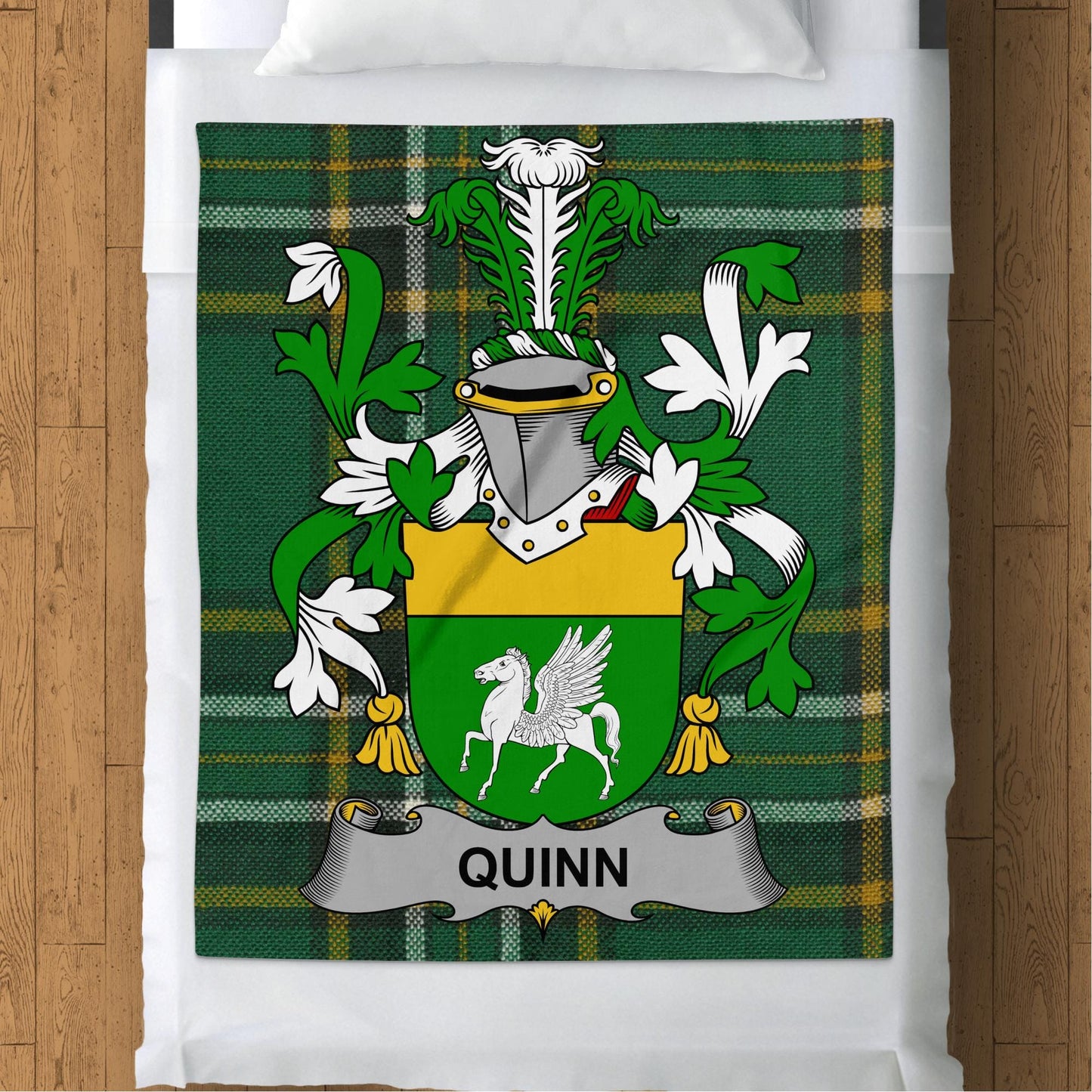 Blankets (Arctic Fleece Blanket (50" x 60")) - / 50" x 60" Quinn Surname Irish Tartan Throw Blanket