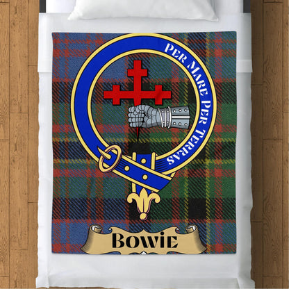 Blankets (Arctic Fleece Blanket (50" x 60")) - / 50" x 60" Scottish Clan Bowie Crest Tartan Throw Blanket