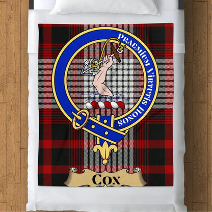 Blankets (Arctic Fleece Blanket (50" x 60")) - / 50" x 60" Scottish Clan Cox Crest Tartan Throw Blanket