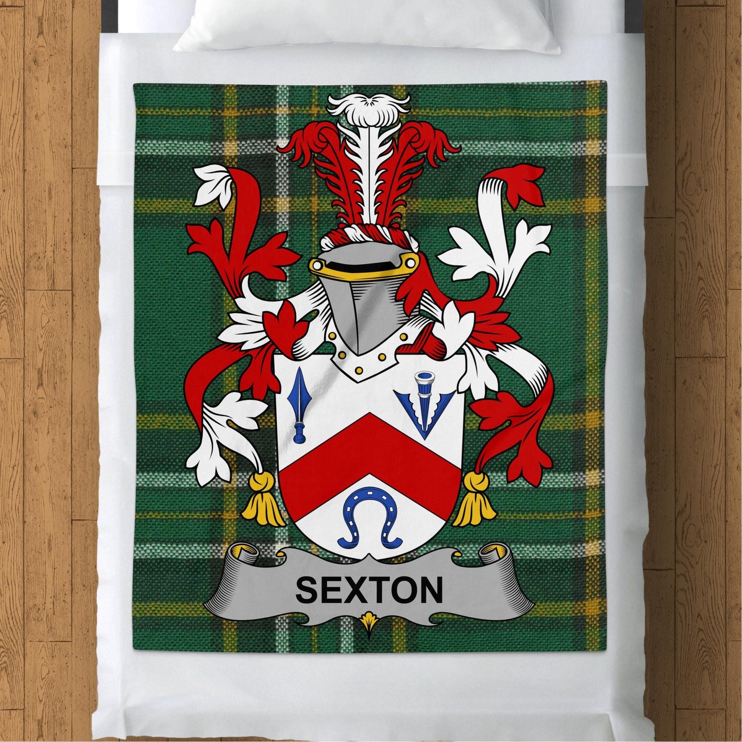 Blankets (Arctic Fleece Blanket (50" x 60")) - / 50" x 60" Sexton Surname Irish Tartan Throw Blanket