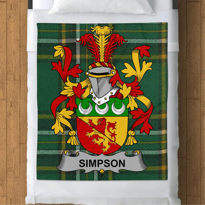 Blankets (Arctic Fleece Blanket (50" x 60")) - / 50" x 60" Simpson Surname Irish Tartan Throw Blanket