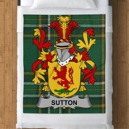 Blankets (Arctic Fleece Blanket (50" x 60")) - / 50" x 60" Sutton Surname Irish Tartan Throw Blanket