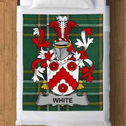 Blankets (Arctic Fleece Blanket (50" x 60")) - / 50" x 60" White Surname Irish Tartan Crest Throw Blanket