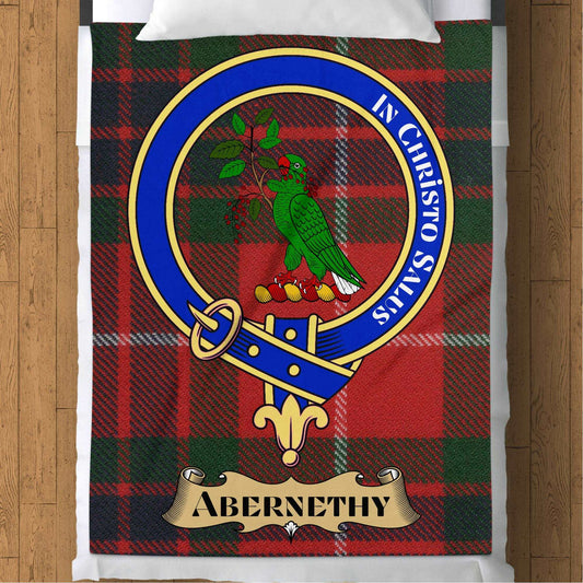 Blankets (Arctic Fleece Blanket (60" x 80")) - / 60" x 80" Abernethy Scottish Tartan Crest Throw Blanket