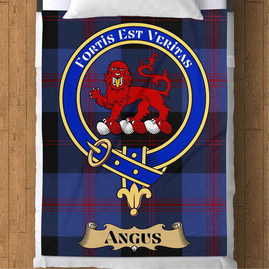 Blankets (Arctic Fleece Blanket (60" x 80")) - / 60" x 80" Angus Scottish Tartan Crest Throw Blanket