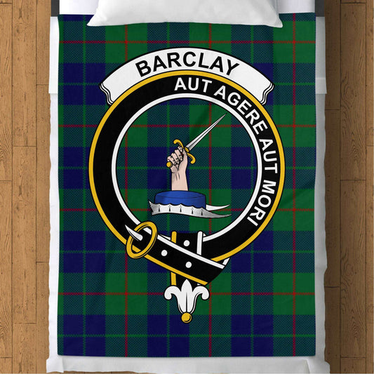 Blankets (Arctic Fleece Blanket (60" x 80")) - / 60" x 80" Barclay Clan Scottish Tartan Crest Throw Blanket